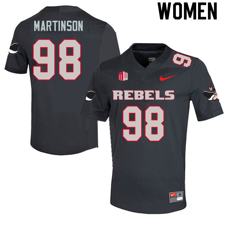 Women #98 Tatuo Martinson UNLV Rebels College Football Jerseys Sale-Charcoal